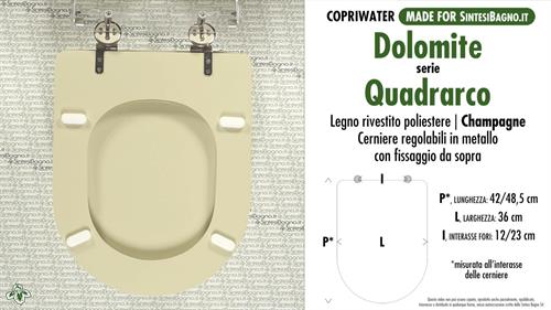 Abattant wc MADE pour QUADRARCO DOLOMITE modèle. CHAMPAGNE. Type DÉDIÉ