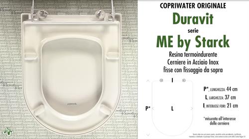 COPRIWATER per wc ME BY STARCK. DURAVIT. Ricambio ORIGINALE. Duroplast
