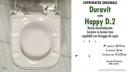 COPRIWATER per wc HAPPY D.2. DURAVIT. Ricambio ORIGINALE. Duroplast