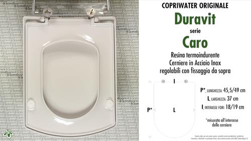 COPRIWATER per wc CARO. DURAVIT. Ricambio ORIGINALE. Duroplast