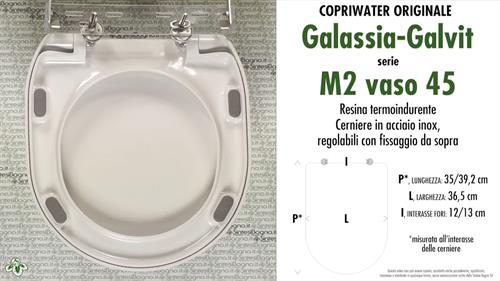 Abattant wc M2/vaso 45 cm/GALASSIA-GALVIT modèle. Type ORIGINAL. Duroplast