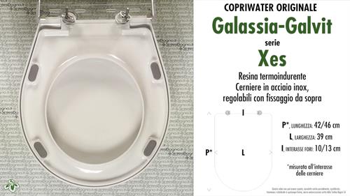 COPRIWATER per wc XES. GALASSIA-GALVIT. Ricambio ORIGINALE. Duroplast