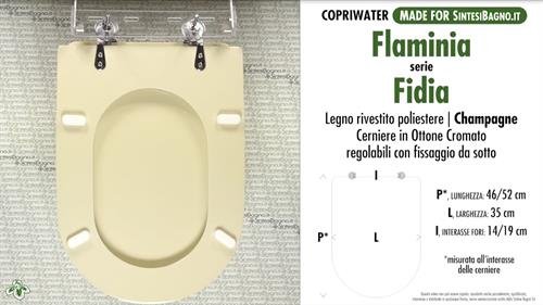 WC-Seat MADE for wc FIDIA FLAMINIA Model. CHAMPAGNE. Type DEDICATED
