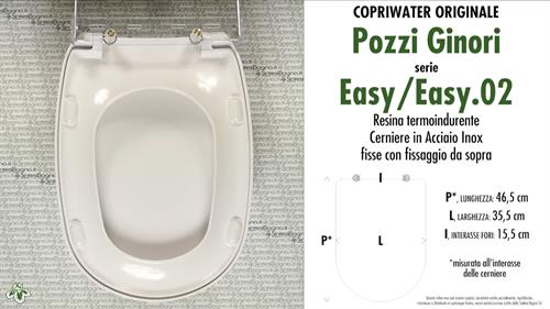 WC-Seat EASY.02 POZZI GINORI model. Type ORIGINAL. Duroplast