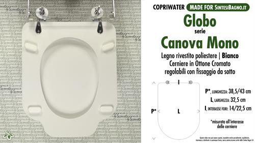 WC-Seat MADE for wc CANOVA MONO GLOBO Model. Type DEDICATED. Wood Covered