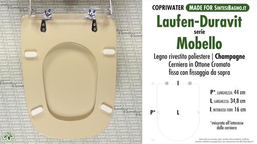 WC-Sitz MADE für wc MOBELLO LAUFEN-DURAVIT Modell. CHAMPAGNE. Typ GEWIDMETER