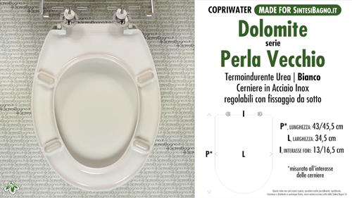 COPRIWATER per wc PERLA VECCHIO/CLASSIC. DOLOMITE. Ricambio DEDICATO. Economico