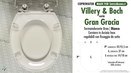 WC-Seat MADE for wc GRAN GRACIA VILLEROY&BOCH model. SOFT CLOSE. Type DEDICATED