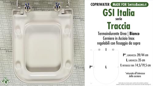 COPRIWATER per wc TRACCIA. GSI. SOFT CLOSE. Ricambio COMPATIBILE. Economico