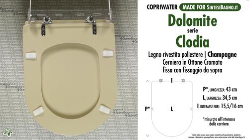 WC-Seat MADE for wc CLODIA DOLOMITE Model. CHAMPAGNE. Type DEDICATED