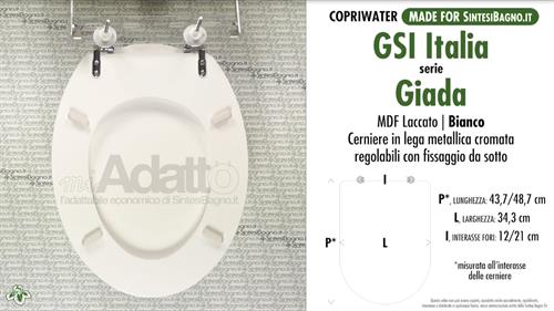 Abattant wc MADE pour GIADA GSI modèle. Type ADAPTABLE. Prix économique