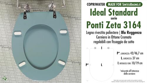 WC-Seat MADE for wc PONTI Z IDEAL STANDARD Model. BLUE REGGENCE. Type DEDICATED