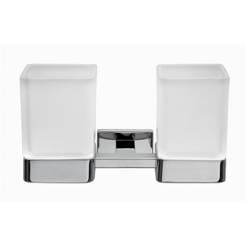 Wall-mounted tumbler holder with 2 glass tumblers. INDA/LEA Service