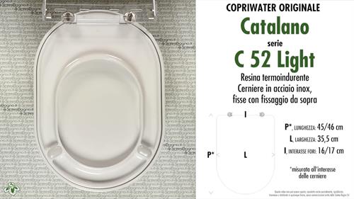 Abattant wc C 52 LIGHT CATALANO modèle. Type ORIGINAL. Duroplast