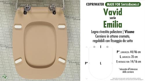 WC-Seat MADE for wc EMILIA VAVID Model. MINK. Type DEDICATED. Wood Covered