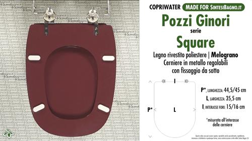 WC-Seat MADE for wc SQUARE/POZZI GINORI Model. POMEGRANATE. Type DEDICATED