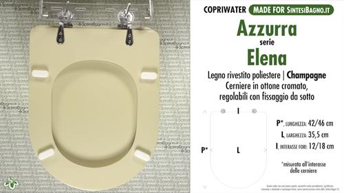 WC-Sitz MADE für wc ELENA AZZURRA Modell. CHAMPAGNE. Typ GEWIDMETER