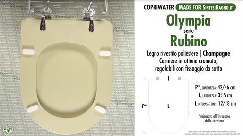 Abattant wc MADE pour RUBINO OLYMPIA modèle. CHAMPAGNE. Type DÉDIÉ. Bois Couvert