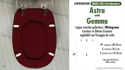 WC-Seat MADE for wc GEMMA/ASTRA Model. POMEGRANATE. Type DEDICATED. Wood Covered