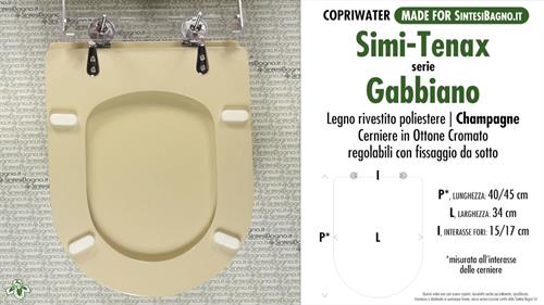 Abattant wc MADE pour GABBIANO SIMI-TENAX modèle. CHAMPAGNE. Type DÉDIÉ