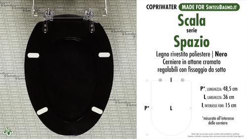 WC-Seat MADE for wc SPAZIO SCALA Model. BLACK. Type DEDICATED. Wood Covered