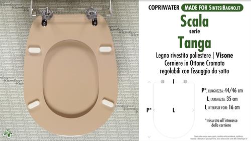 WC-Seat MADE for wc TANGA SCALA Model. MINK. Type DEDICATED. Wood Covered