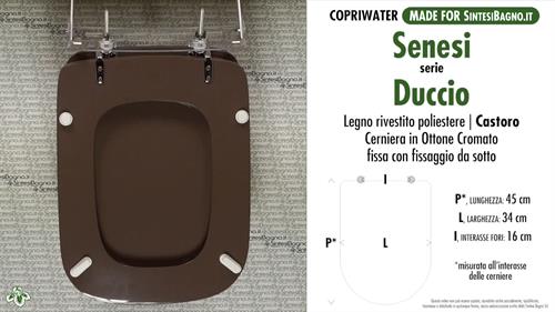 WC-Seat MADE for wc DUCCIO/SENESI Model. BEAVER. Type DEDICATED. Wood Covered