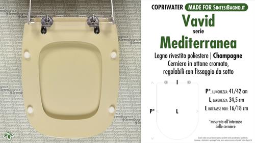 Abattant wc MADE pour MEDITERRANEA VAVID modèle. CHAMPAGNE. Type DÉDIÉ
