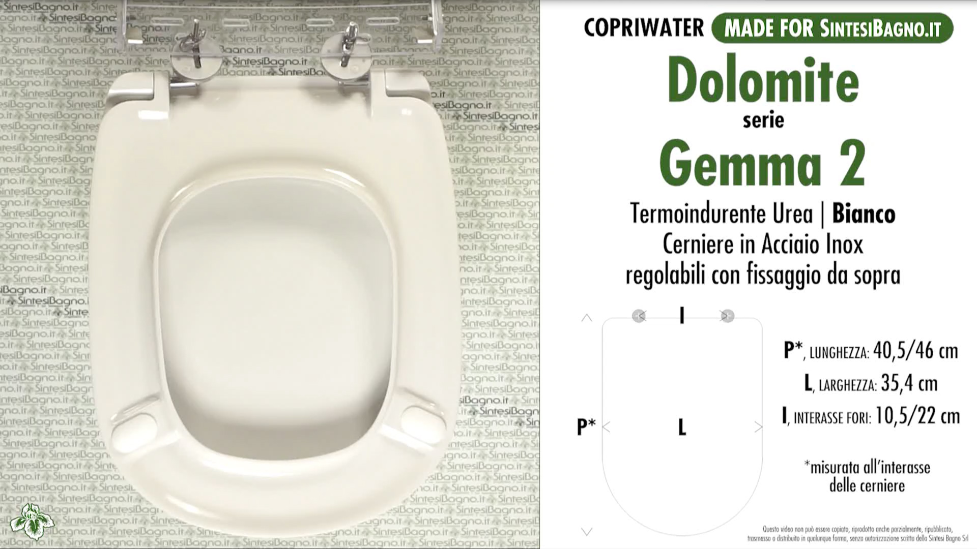 in Duroplast bianco Copriwater sedile WC Dolomite Gemma 2 con chiusura Ammortizzata e Sgancio rapido 