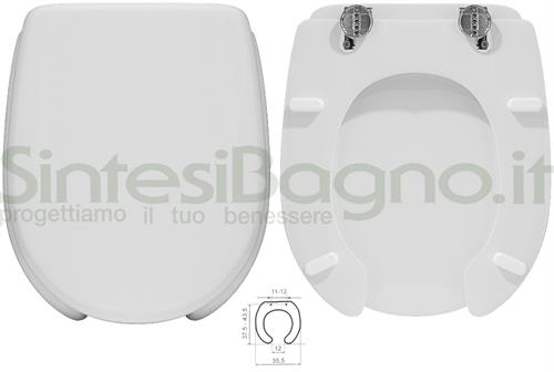 Toilet seat. DISABLED. SFERA. Coated wood. Chrome-plated brass hinges. White