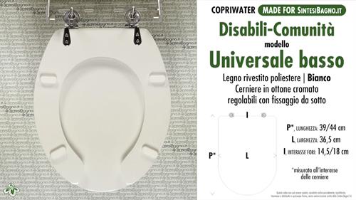 WC-Seat for wc DISABLED. UNIVERSALE BASSO. Wood Covered