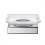 Tabletop soap holder with trasparent glass dish. INDA/DIVO Series
