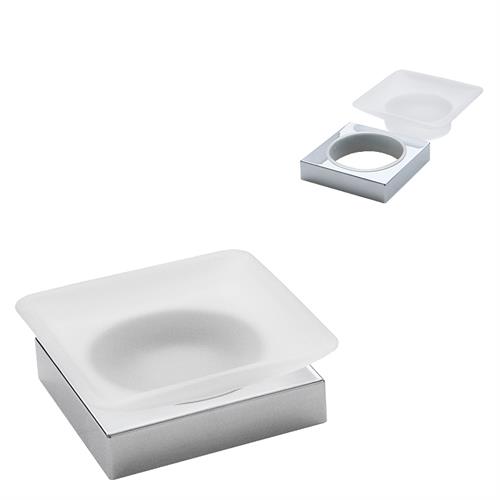 Tabletop soap holder with satined glass dish. INDA/DIVO Series