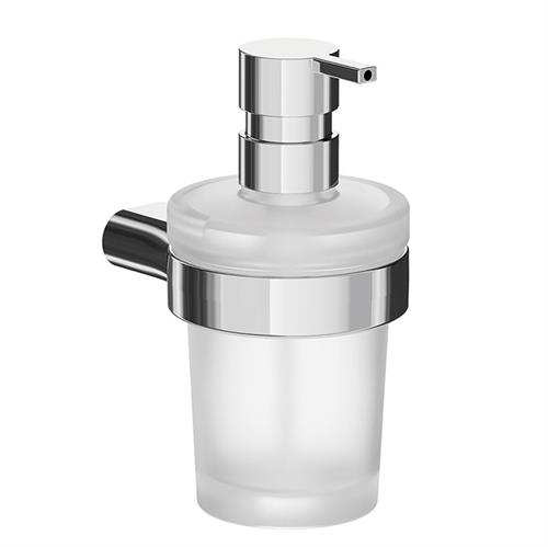 Wall-mounted soap dispenser with satined glass container INDA MITO Series