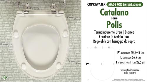 Copriwater Sedile WC per CATALANO vaso POLIS BIANCO Bianco 