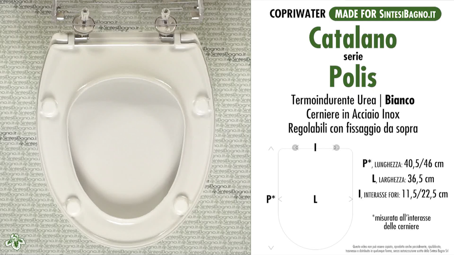 Copriwater Sedile WC per CATALANO vaso POLIS BIANCO Bianco 