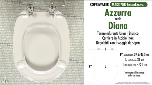 Abattant wc MADE pour DIANA/AZZURRA modèle. SOFT CLOSE. PLUS Quality. Fixed ZERO