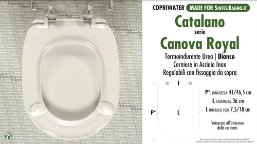 COPRIWATER per wc CANOVA ROYAL 53. CATALANO. Ricambio DEDICATO. Duroplast