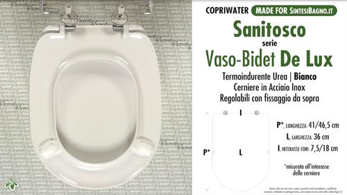 WC-Seat MADE for wc VASO BIDET DE LUX SANITOSCO model. PLUS Quality. Duroplast