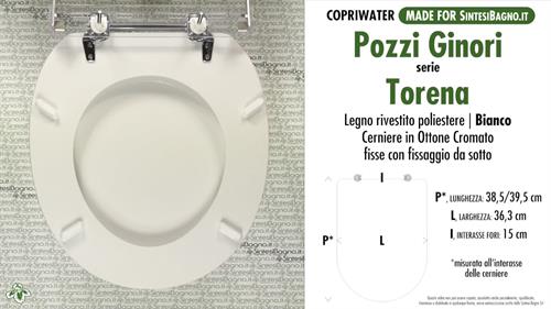 WC-Seat MADE for wc TORENA/POZZI GINORI Model. Type DEDICATED. Wood Covered