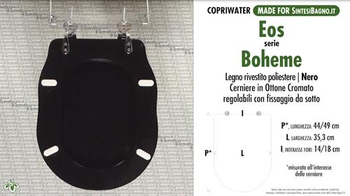 WC-Seat MADE for wc BOHEME EOS Model. BLACK. Type DEDICATED. Wood Covered