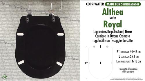 WC-Seat MADE for wc ROYAL ALTHEA Model. BLACK. Type DEDICATED. Wood Covered