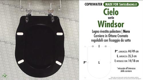 WC-Seat MADE for wc WINDSOR CIELO Model. BLACK. Type DEDICATED. Wood Covered