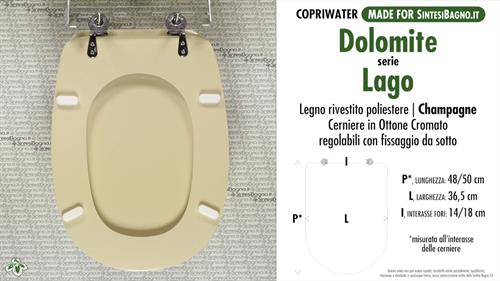 Abattant wc MADE pour LAGO (lungo) DOLOMITE modèle. CHAMPAGNE. Type DÉDIÉ