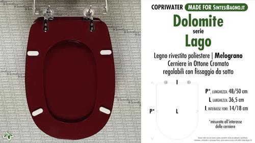 WC-Seat MADE for wc LAGO (lungo)/DOLOMITE Model. POMEGRANATE. Type DEDICATED
