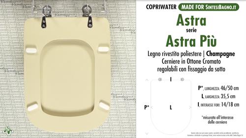 WC-Sitz MADE für wc ASTRA PIU' ASTRA Modell. CHAMPAGNE. Typ GEWIDMETER