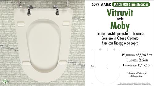 WC-Sitz MADE für wc MOBY VITRUVIT Modell. Typ GEWIDMETER. Polyester mit holzkern