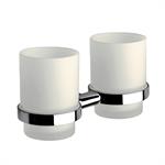 Wall-mounted tumbler holder with 2 satined glass tumblers. INDA/FORUM Series