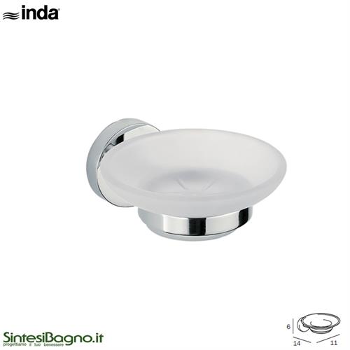 Wall-mounted soap holder with satined glass dish. INDA/FORUM Series