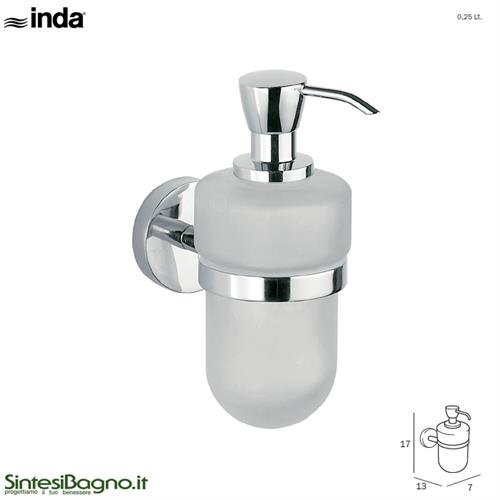 Wall-mounted soap dispenser with satined glass container. INDA/FORUM Series